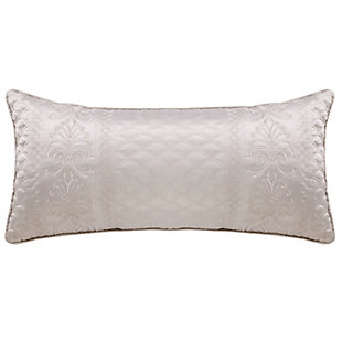 Add some luxury to your bedroom with this updated decorative pillow. A matte satin captures the light in any bedroom. Detailed with an elegant foulard and damask embroidery, this piece elevates your space to something special.Made of 100% polyester | Plush polyfill | 1 boudoir pillow | Dry clean only | Imported