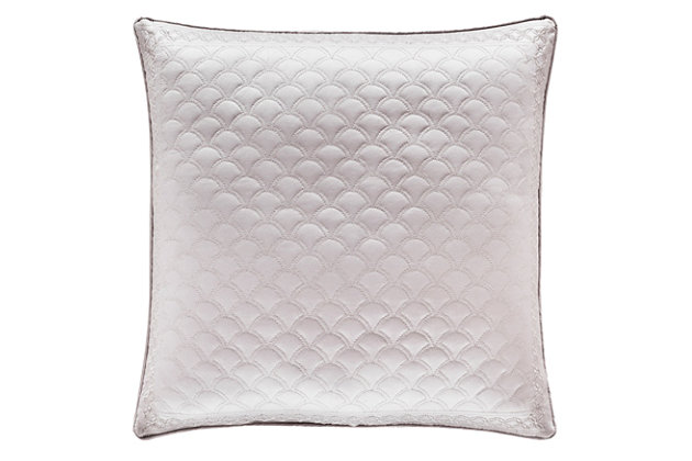 Add some luxury to your bedroom with this updated decorative pillow. A matte satin captures the light in any bedroom. Detailed with an elegant foulard and damask embroidery, this piece elevates your space to something special.Made of 100% polyester | Plush polyfill | 20” square | Dry clean only | Imported