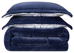 Velvet 2-Piece Twin XL Comforter Set, Blue, large