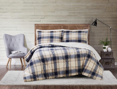 Truly Soft Cuddle Warmth Printed Plaid Full Queen Comforter Set Ashley Furniture Homestore