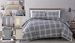 Plaid 3-Piece King Quilt Set, Gray, rollover
