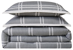 Plaid 3-Piece Full/Queen Comforter Set, Gray, large