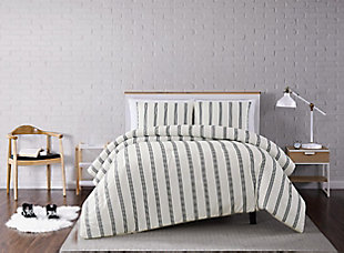 Striped 3-Piece Full/Queen Quilt Set, Ivory, rollover