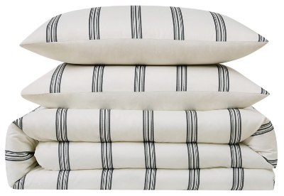 Striped 3-Piece Full/Queen Duvet Set, Ivory, large