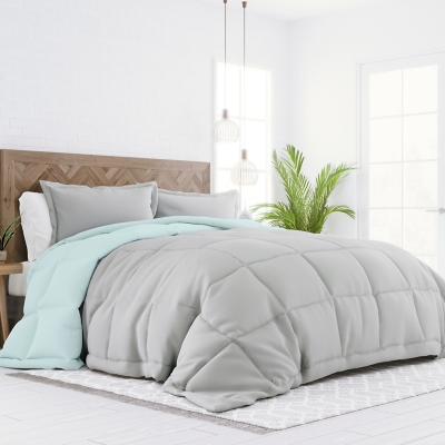 Reversible King/California King Down Alternative Comforter, Aqua/Gray, large