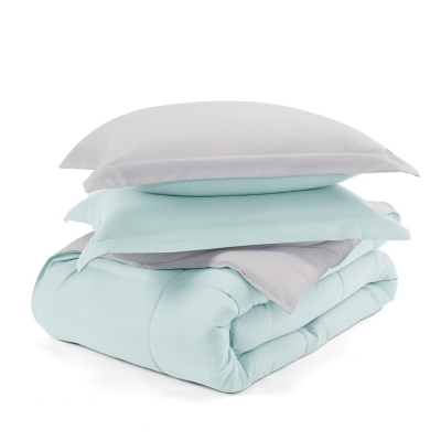 Reversible King/California King Down Alternative Comforter, Aqua/Gray, rollover