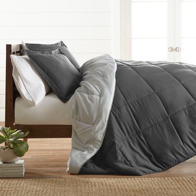 Reversible King/California King Down Alternative Comforter, Charcoal/Ash, large
