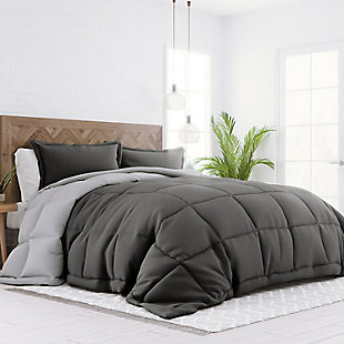 Reversible King/California King Down Alternative Comforter, Charcoal/Ash, large