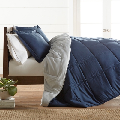 Reversible King/California King Down Alternative Comforter, Navy/Ash, large