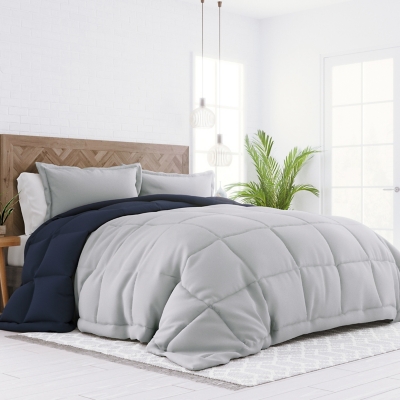 Reversible King/California King Down Alternative Comforter, Navy/Gray, large