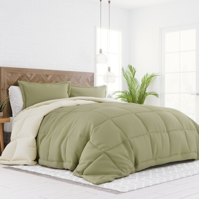 Reversible King/California King Down Alternative Comforter, Sage/Ivory