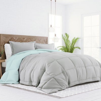 Reversible Full/Queen Premium Down Alternative Comforter, Aqua/Gray, large