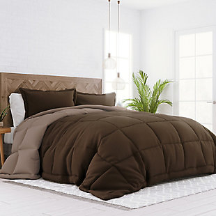Reversible Full/Queen Premium Down Alternative Comforter, Chocolate/Taupe, rollover