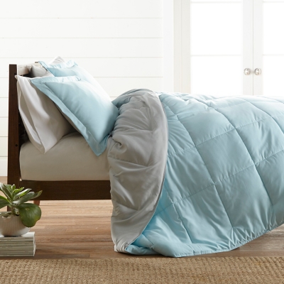 Reversible Twin/Twin XL Down Alternative Comforter, Aqua/Ash, large