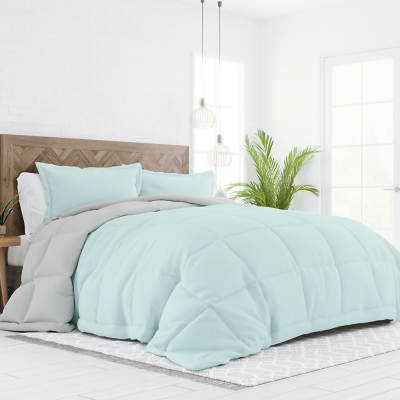 iEnjoy Home Reversible Twin/Twin XL Down Alternative Comforter, Aqua/Gray