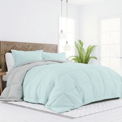 Reversible Twin/Twin XL Down Alternative Comforter, Aqua/Gray, large