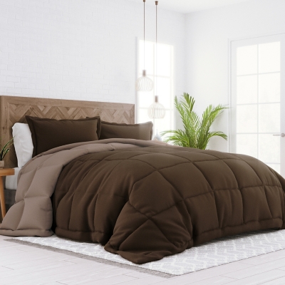 Reversible Twin/Twin XL Down Alternative Comforter, Chocolate/Taupe, large