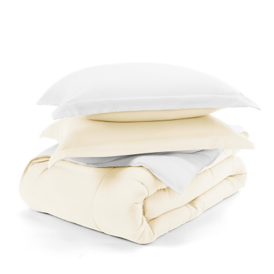 Reversible Twin/Twin XL Down Alternative Comforter, White/Ivory, rollover