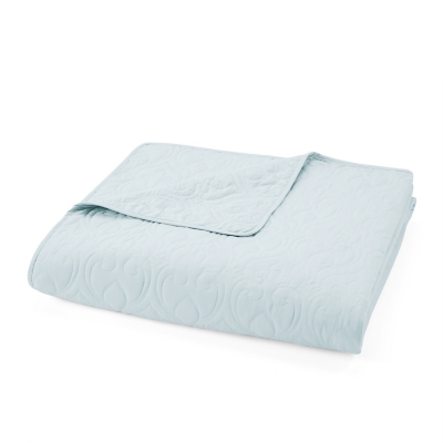 Damask Patterned 3-Piece King/California King Quilted Coverlet Set, Pale Blue, rollover