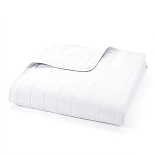 Square Patterned 3-Piece King/California King Quilted Coverlet Set, White, large