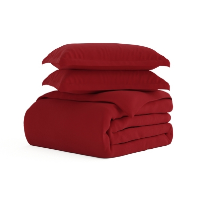 Three Piece King/California King Duvet Cover Set, Burgundy, rollover