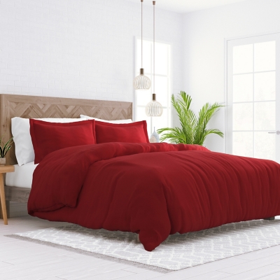 Three Piece King/California King Duvet Cover Set, Burgundy, large
