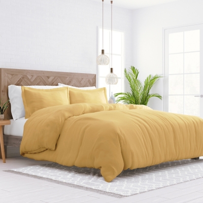 Three Piece King/California King Duvet Cover Set, Gold, large
