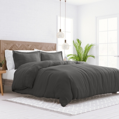 Three Piece King/California King Duvet Cover Set, Gray, large