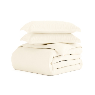 Three Piece King/California King Duvet Cover Set, Ivory, rollover