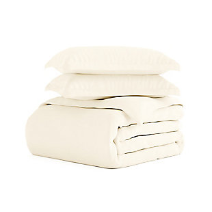 Three Piece King/California King Duvet Cover Set, Ivory, rollover