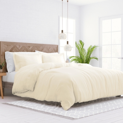 Three Piece King/California King Duvet Cover Set, Ivory, large