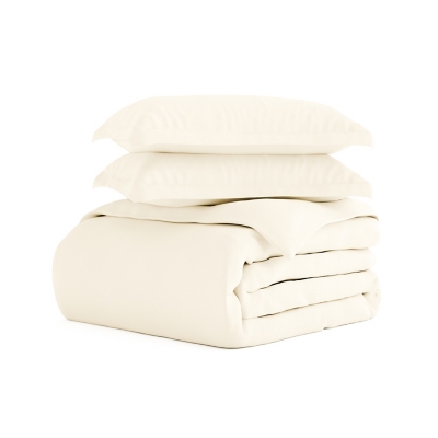 Three Piece Full/Queen Duvet Cover Set, Ivory, large