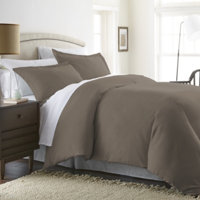 Three Piece Full/Queen Duvet Cover Set, Taupe, large