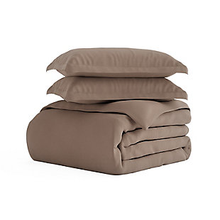 Three Piece Full/Queen Duvet Cover Set, Taupe, rollover