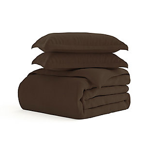 Three Piece Twin/Twin XL Duvet Cover Set, Chocolate, rollover