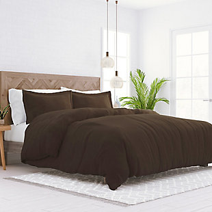 Three Piece Twin/Twin XL Duvet Cover Set, Chocolate, large