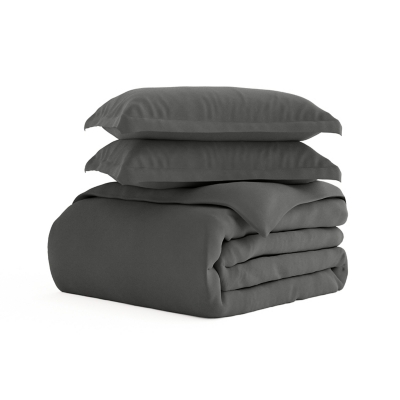 Three Piece Twin/Twin XL Duvet Cover Set, Gray, large