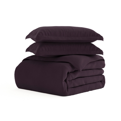 Three Piece Twin/Twin XL Duvet Cover Set, Purple, large