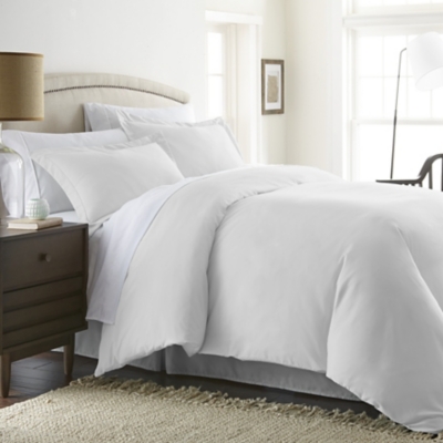 Three Piece Twin/Twin XL Duvet Cover Set, White, rollover