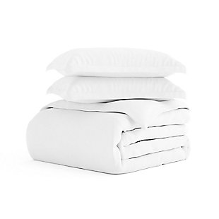 Three Piece Twin/Twin XL Duvet Cover Set, White, rollover