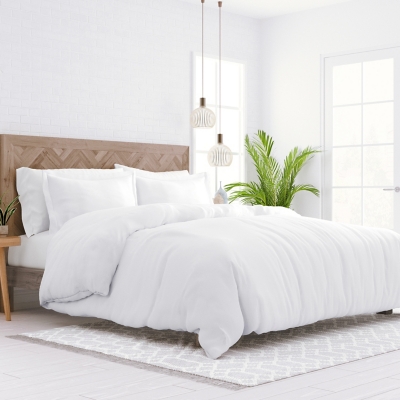 Three Piece Twin/Twin XL Duvet Cover Set, White, large