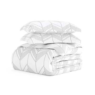 Chevron 3-Piece Twin/Twin XL Duvet Cover Set, Light Gray, rollover