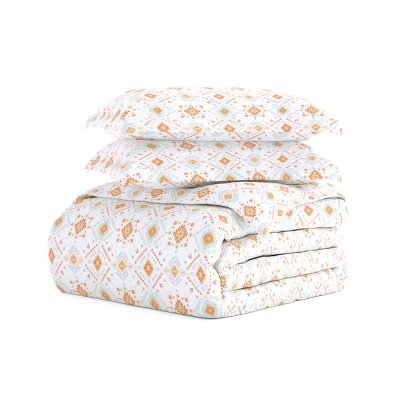 Aztec Patterned 3-Piece Twin/Twin XL Duvet Cover Set, Coral, rollover