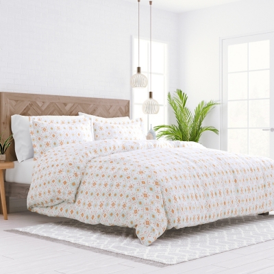 Aztec Patterned 3-Piece Twin/Twin XL Duvet Cover Set, Coral, large