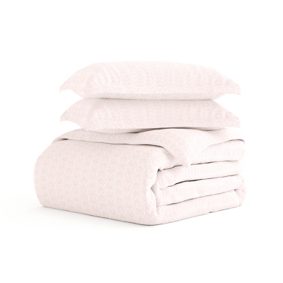 Microfiber 3-Piece Full/Queen Duvet Cover Set, Pink, rollover