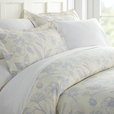 Garden Patterned 3-Piece King/California King Duvet Cover Set, Light Blue, large