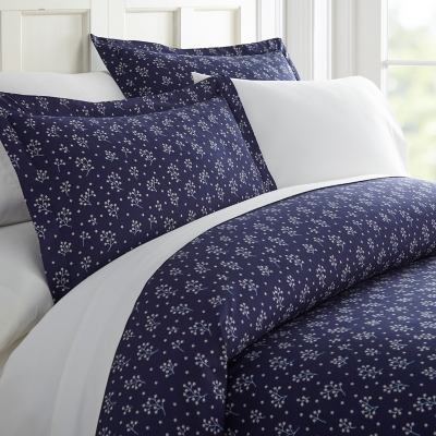 Midnight Blossom Patterned 3-Piece Twin/Twin XL Duvet Cover Set, Navy, large