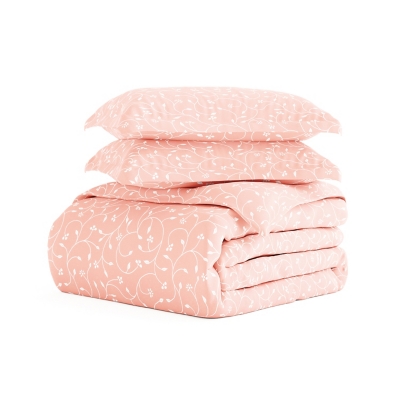 Flower Bud Patterned 3-Piece Twin/Twin XL Duvet Cover Set, Pink, rollover