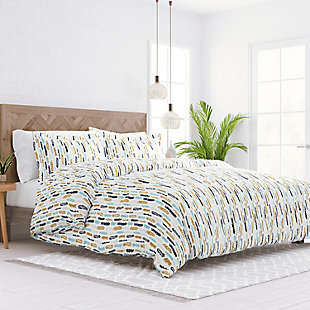 Feather Patterned 3-Piece Twin/Twin XL Duvet Cover Set, Navy, rollover
