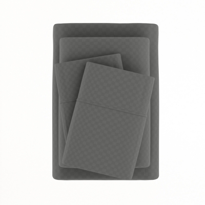 Checkered Embossed 4-Piece California King Sheet Set, Gray, rollover